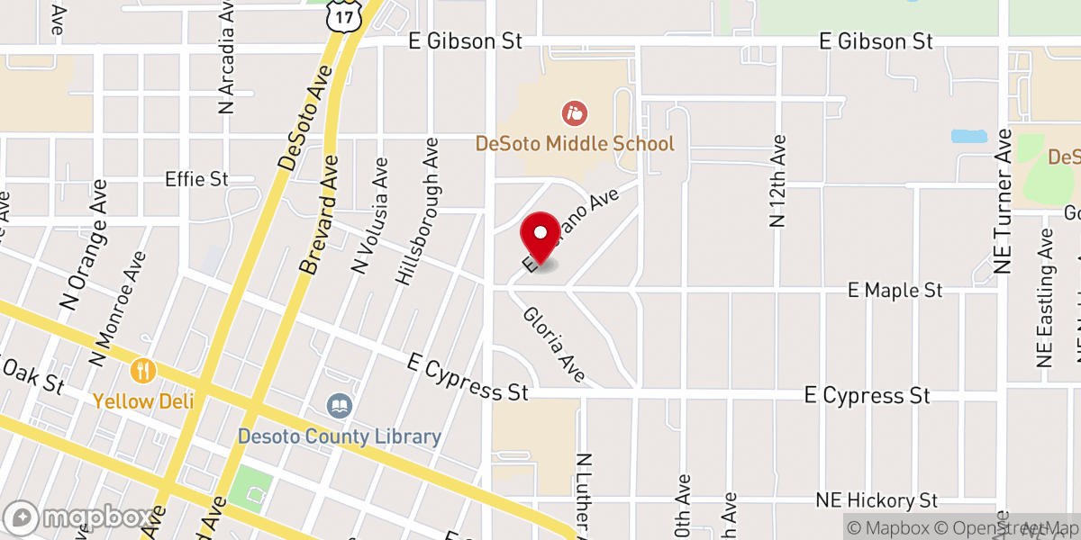 Map showing location of First Christian Church Arcadia