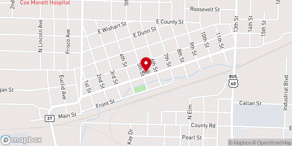 Map showing location of UMB Bank (with drive-thru services)