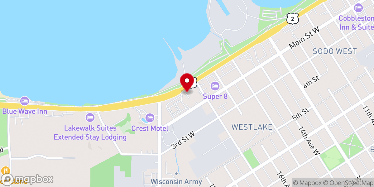 Map showing location of Ashland Area Chamber of Commerce