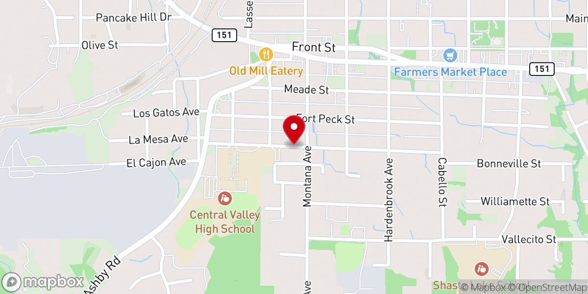 Map showing location of Shasta Lake Calvary Chapel