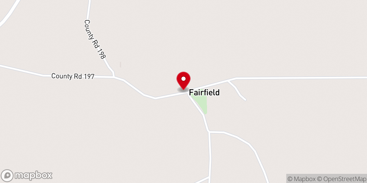 Map showing location of Fairfield Presbyterian Church, Blue Springs, MS