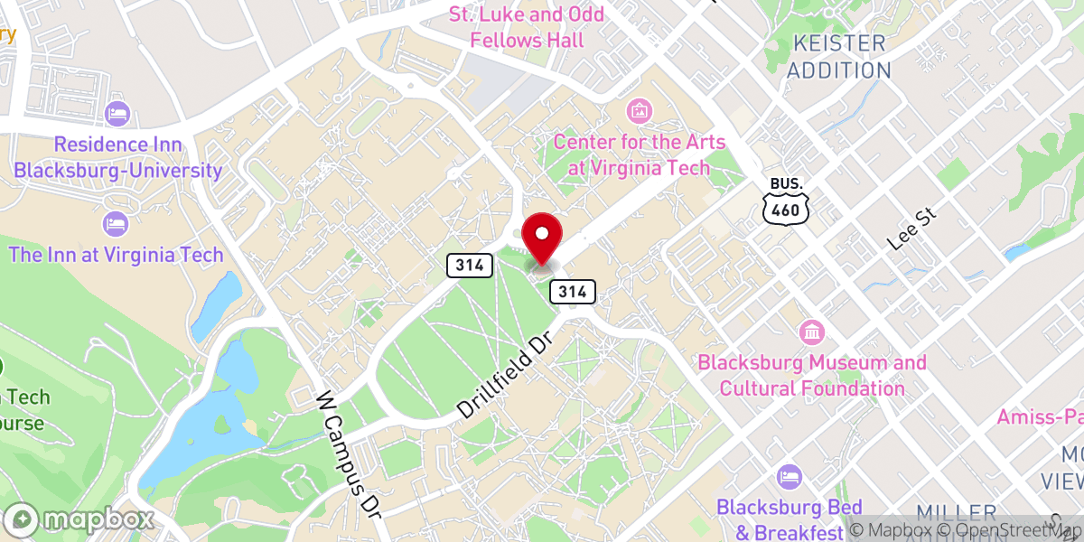 Map showing location of Virginia Tech War Memorial Chapel