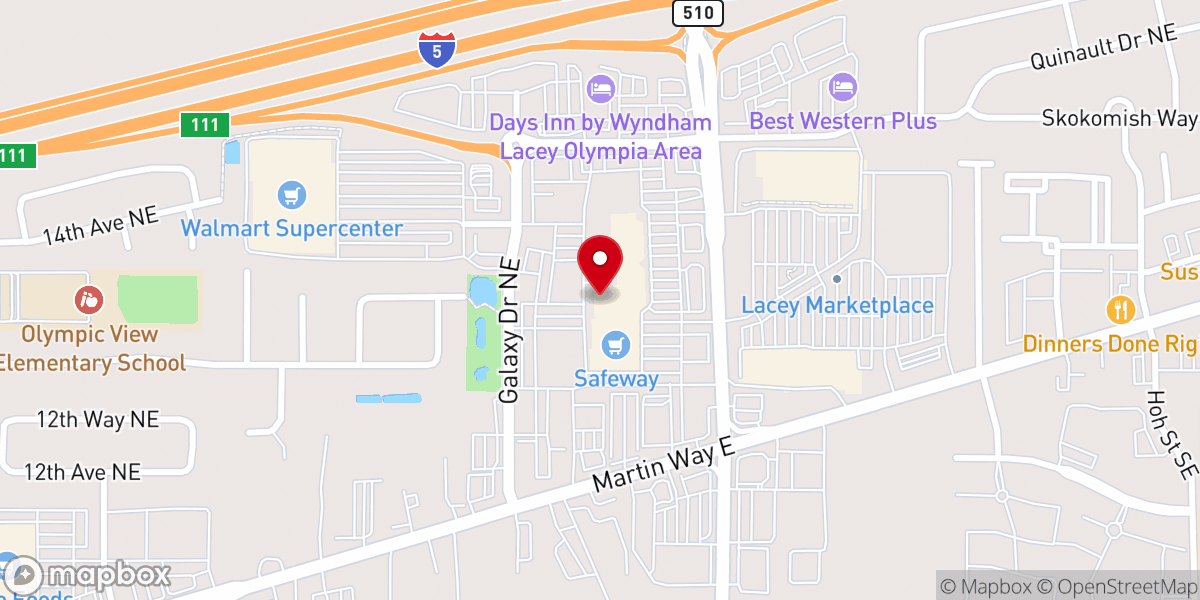 Map showing location of Living Water Lacey