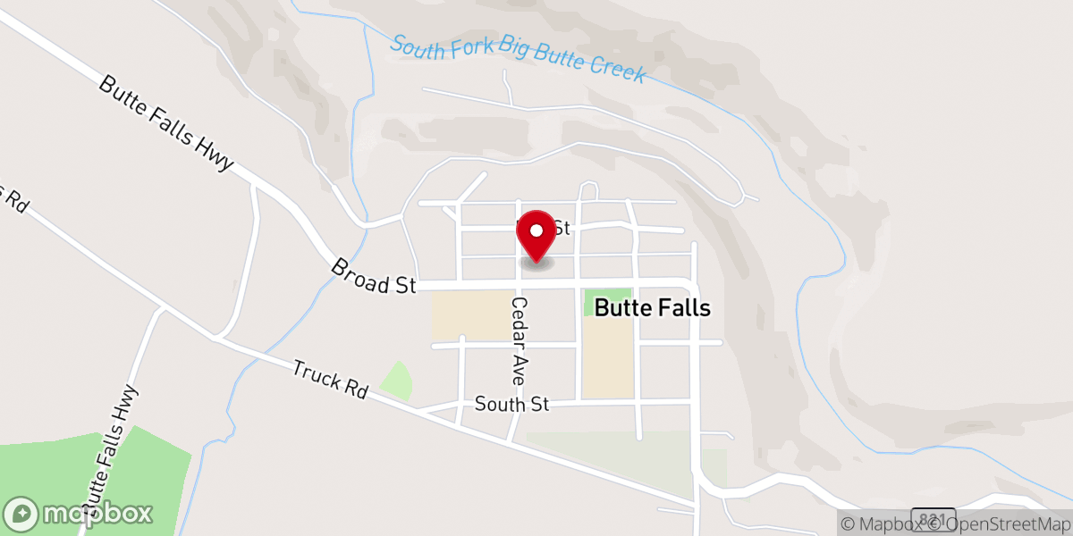 Map showing location of Butte Falls Community Bible