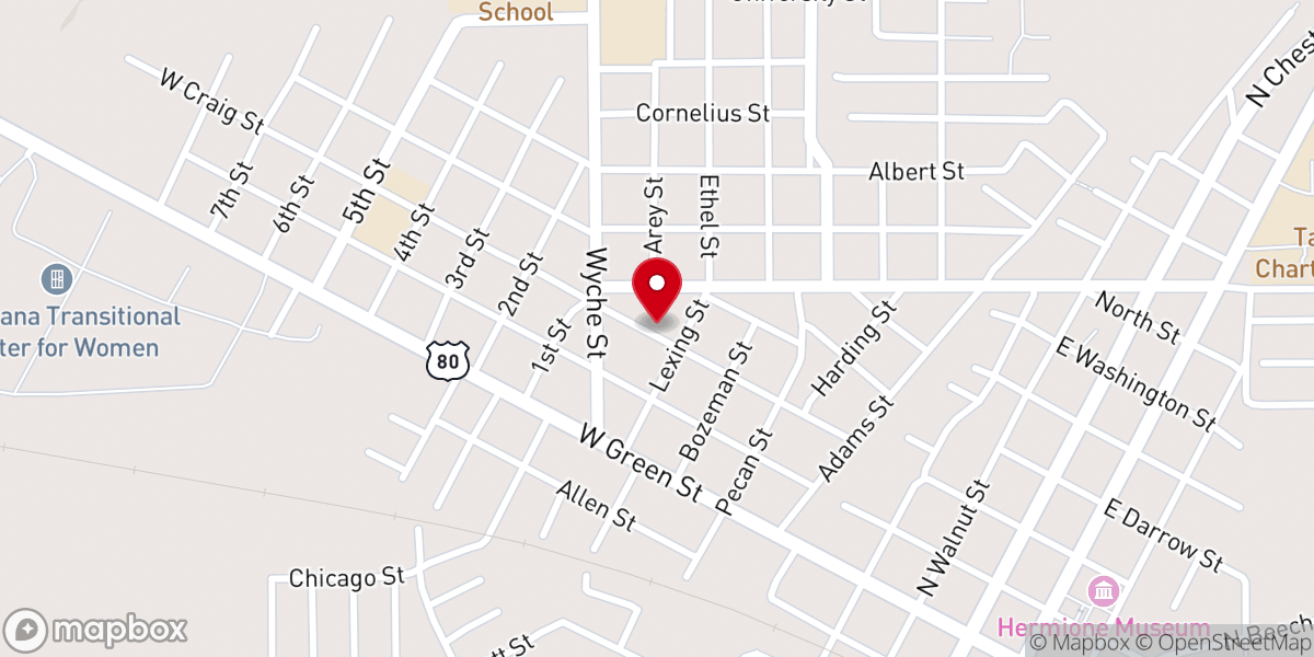 Map showing location of New Bethel Baptist Church