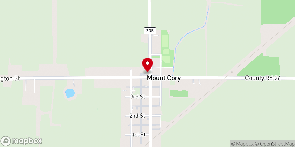 Map showing location of Mount Cory Church of Faith