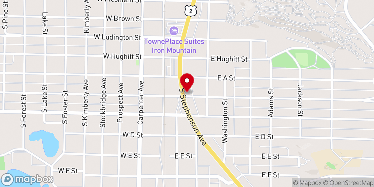 Map showing location of Hope Church of Iron Mountain