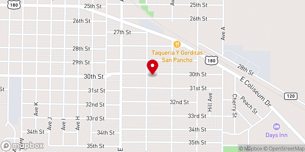 Map showing location of Avenue D Baptist Church