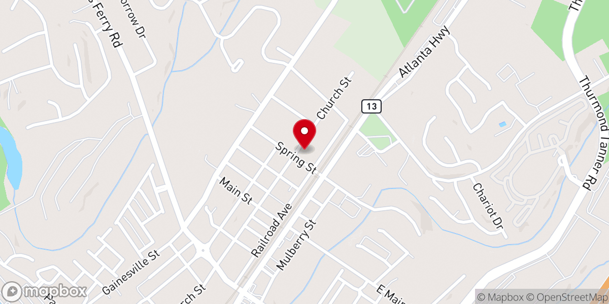 Map showing location of Flowery Branch United Methodist Church