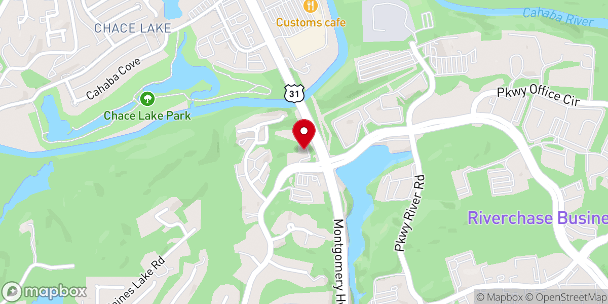 Map showing location of Riverchase Presbyterian Church