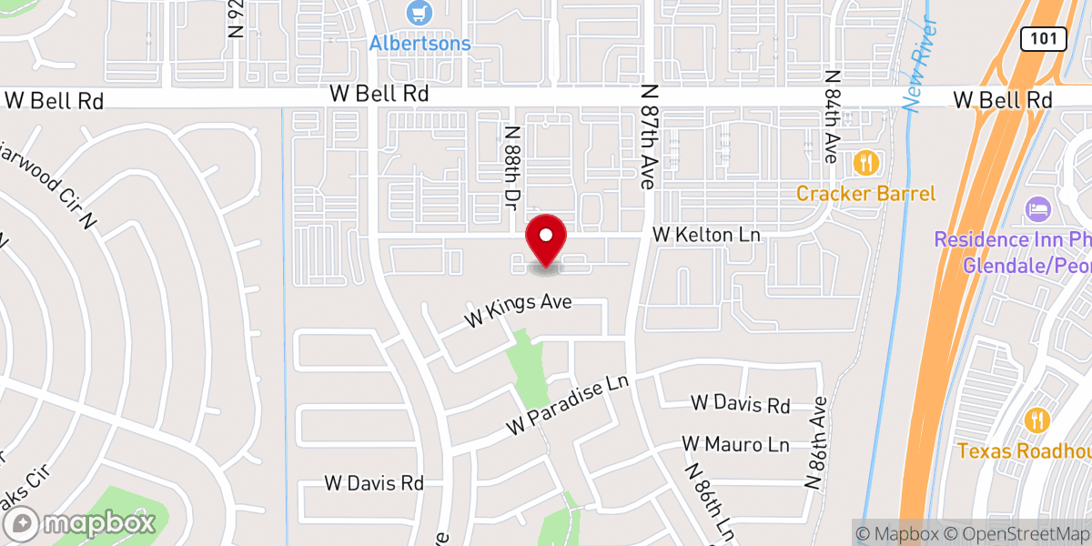 Map showing location of Life Church Peoria