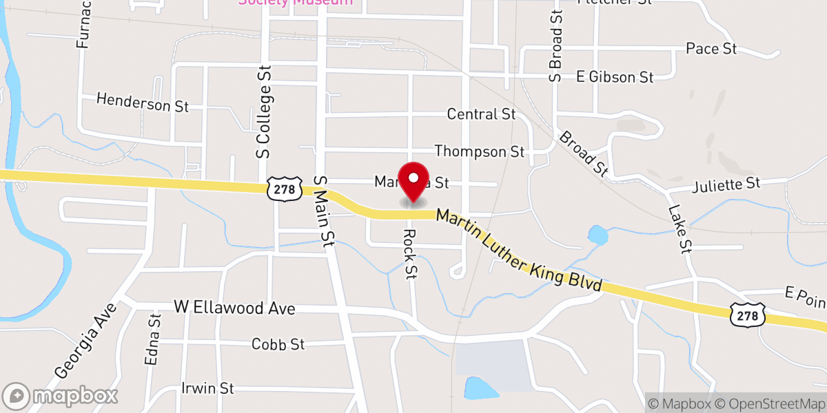 Map showing location of Ebenezer AME Church