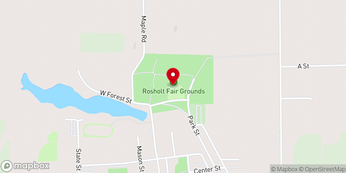 Map showing location of Rosholt Fair Park