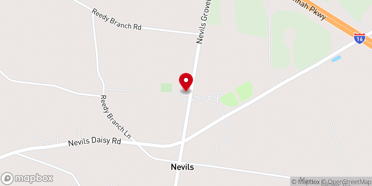 Map showing location of Nevils United Methodist Church
