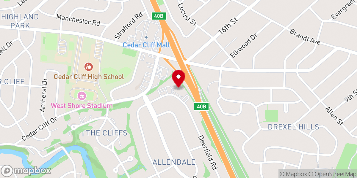 Map showing location of Christ Presbyterian Church, Camp Hill