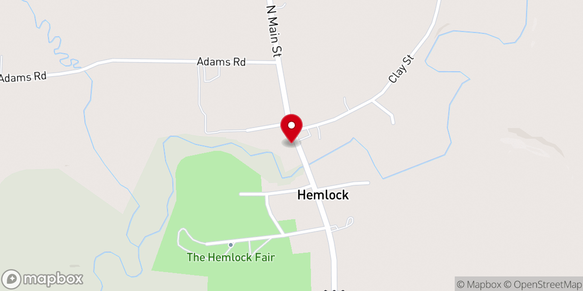 Map showing location of Hemlock United Methodist Church