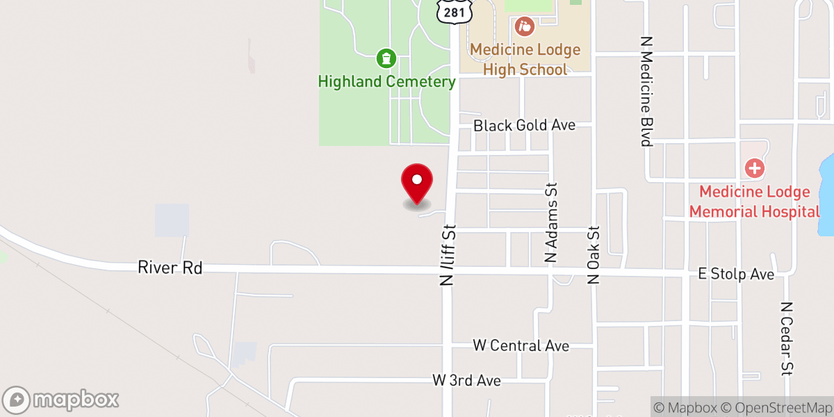 Map showing location of Medicine Lodge Assembly of God