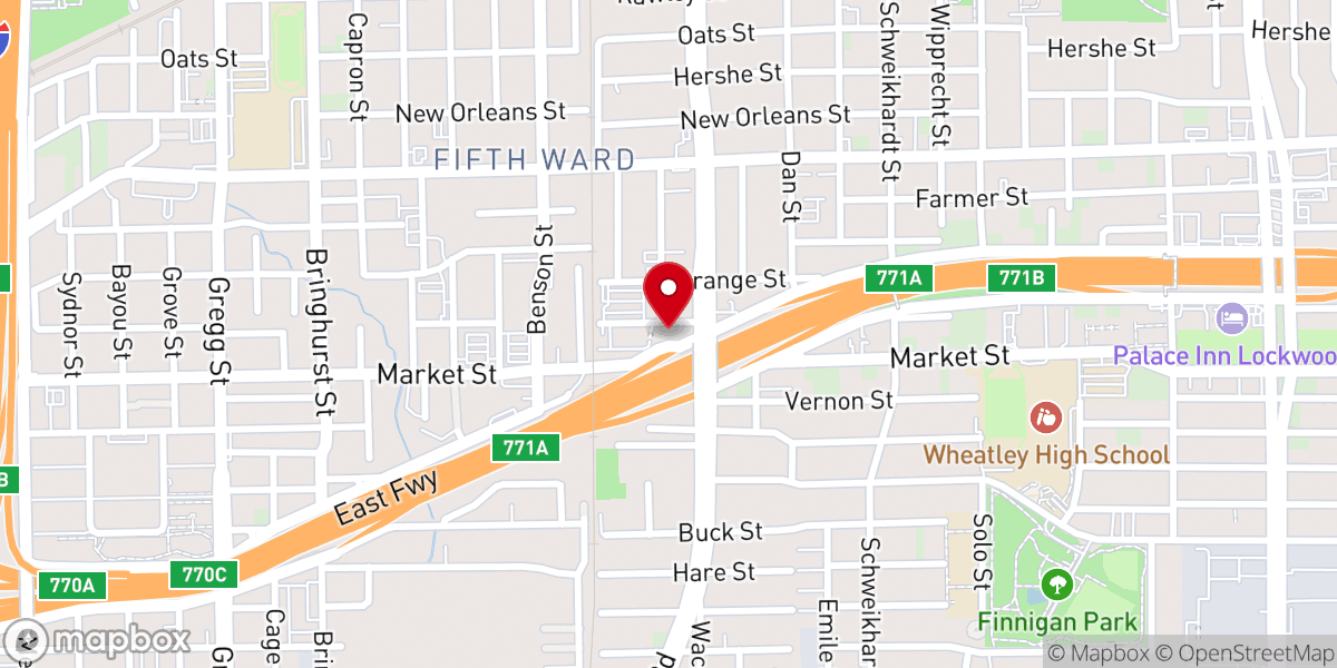 Map showing location of Fifth Ward Church of Christ