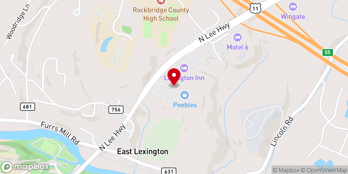 Map showing location of Rockbridge Area YMCA