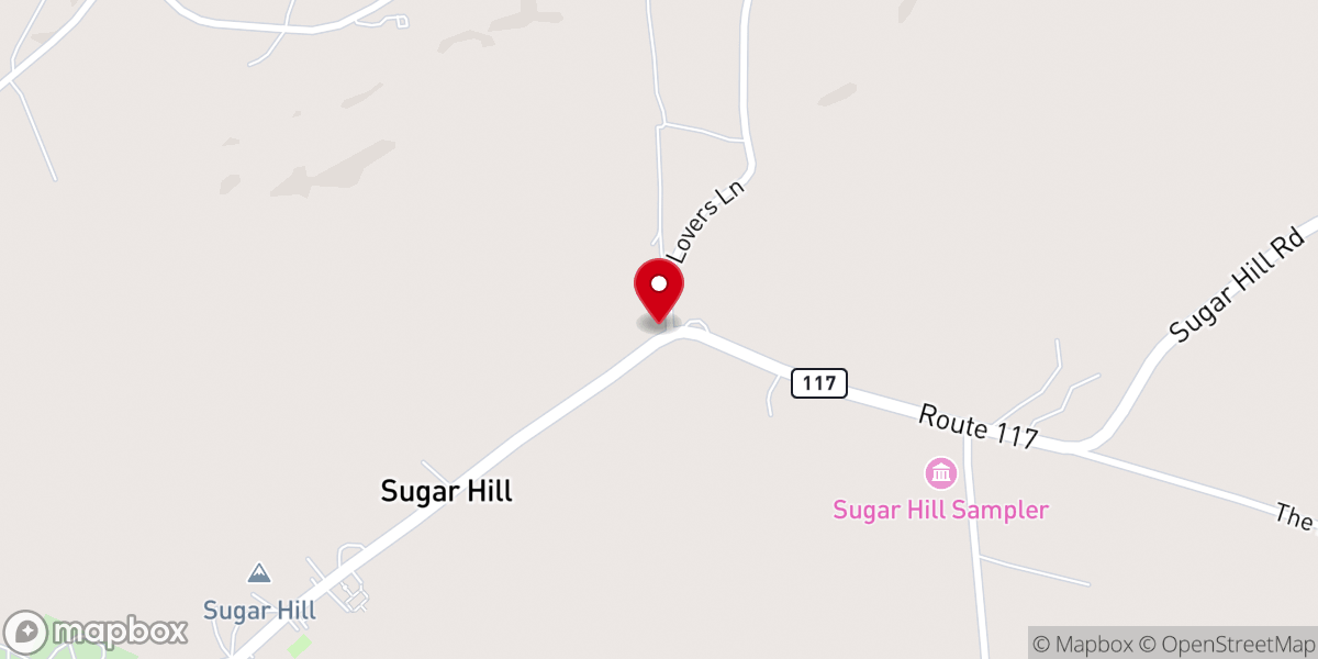 Map showing location of Sugar Hill Community Church