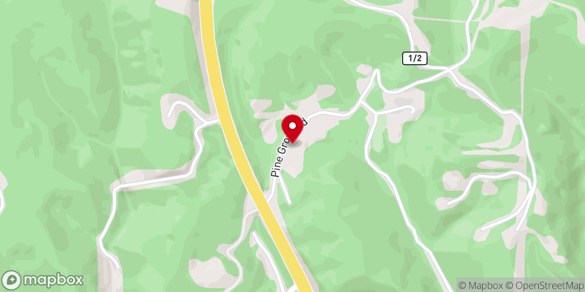 Map showing location of Pine Grove Baptist Church