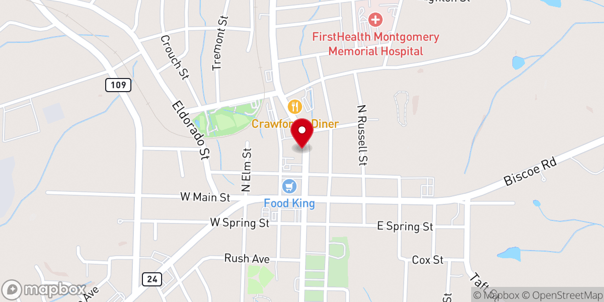 Map showing location of Montgomery Churches In Action - Food Distribution Center