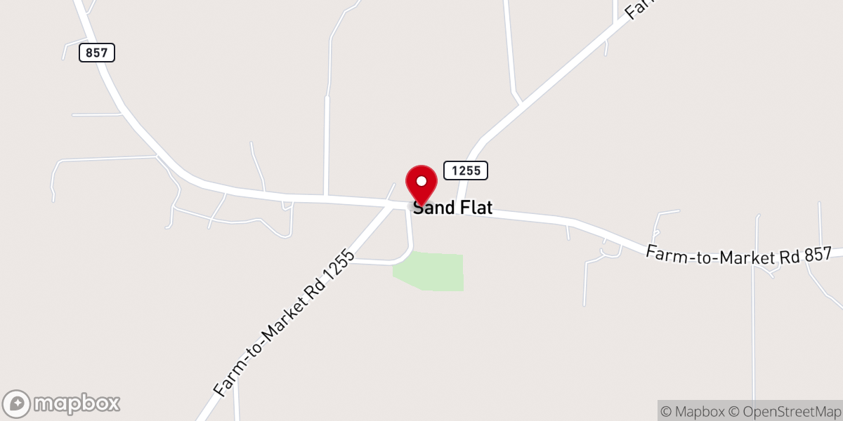 Map showing location of Sand Flat Missionary Baptist Church