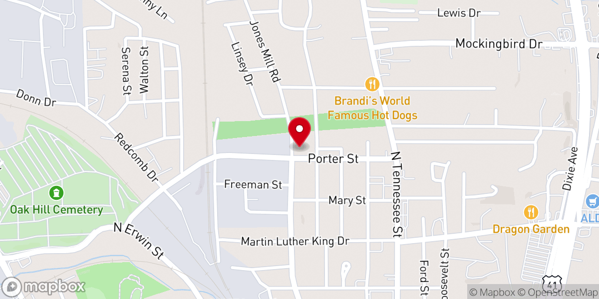 Map showing location of Northside Methodist Church