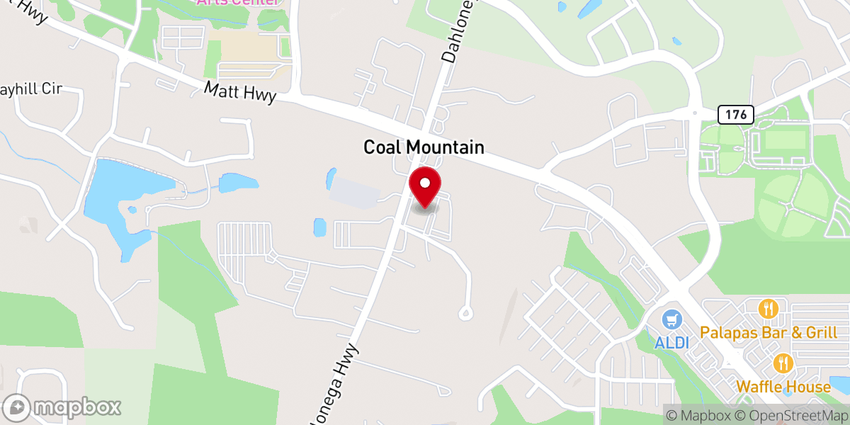 Map showing location of Coal Mountain Baptist Church