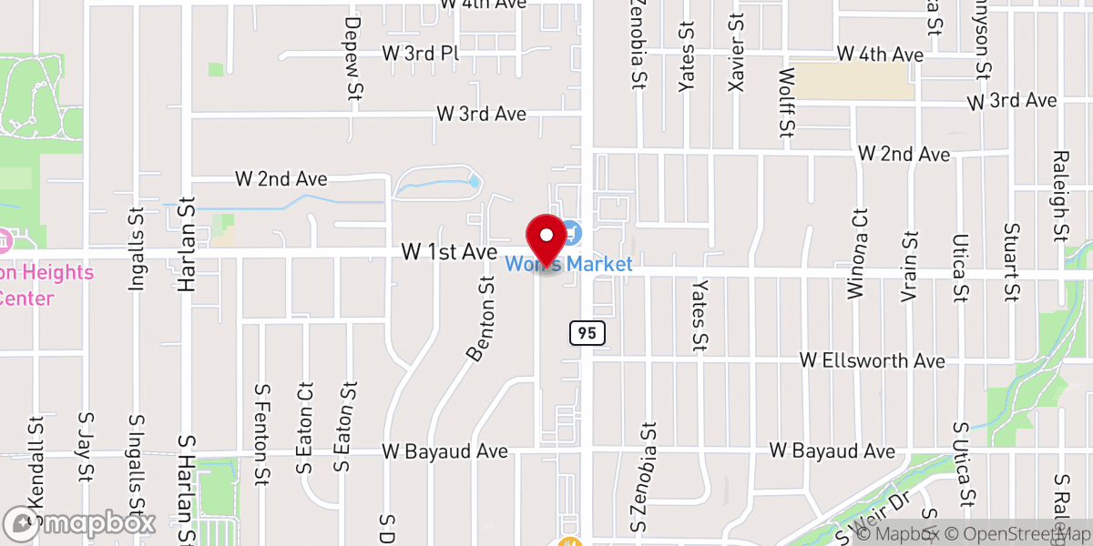 Map showing location of Lakewood New Life Center