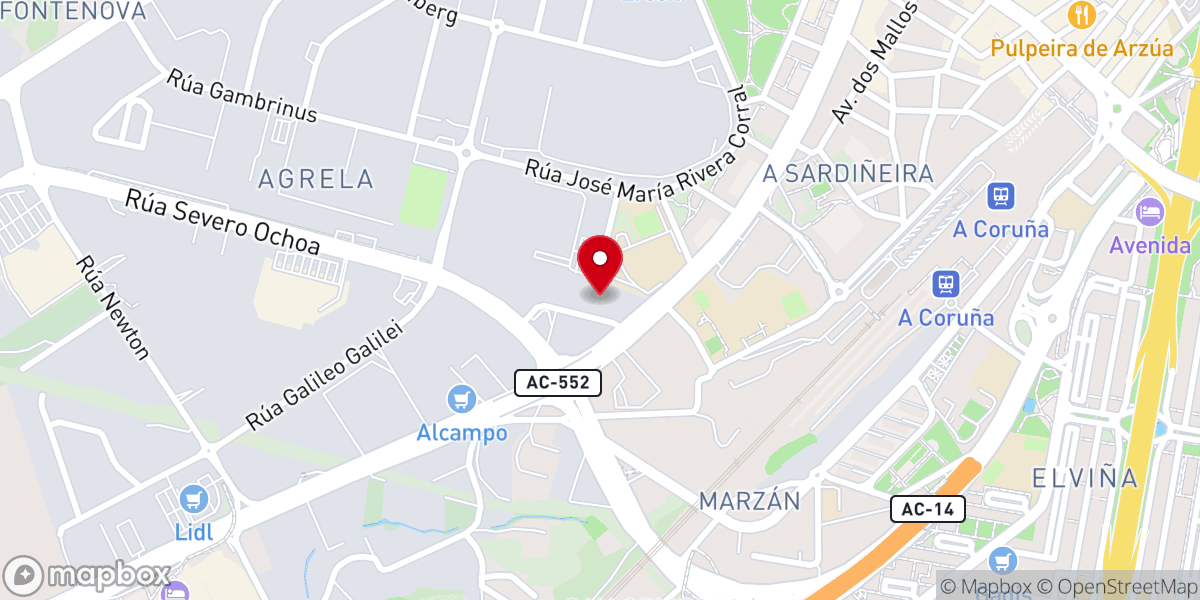 Map showing location of IPUE A Coruña - Iglesia Pentecostal Unida en Europa - IPUC España