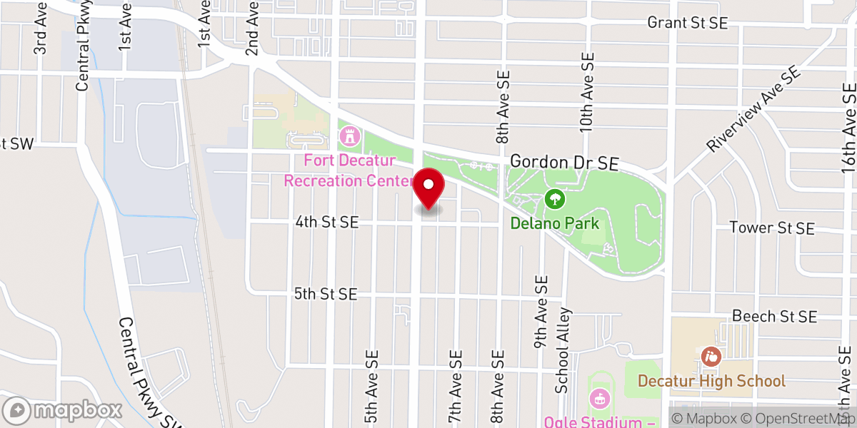 Map showing location of Sixth Avenue Church of God