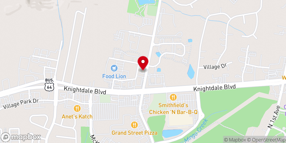 Map showing location of Faith Assembly Christian Center Knightdale
