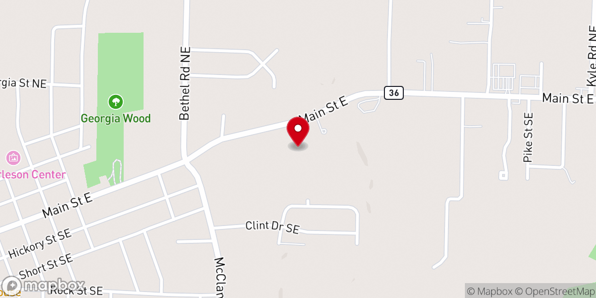 Map showing location of East Highland Baptist Church