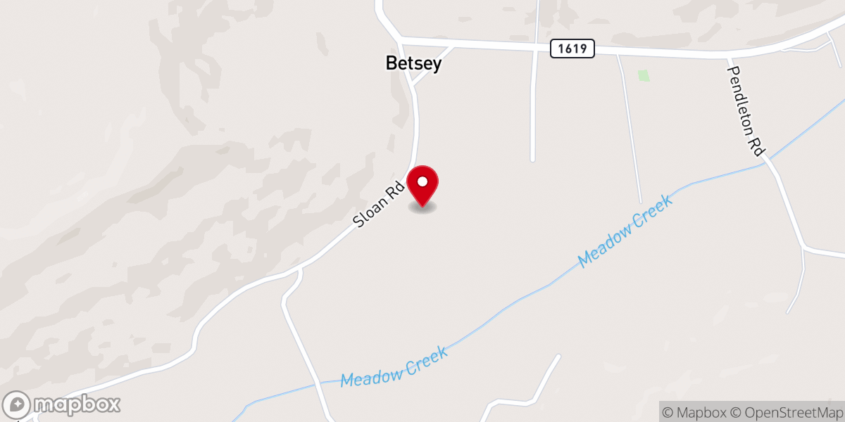 Map showing location of Meadow Creek Baptist Church