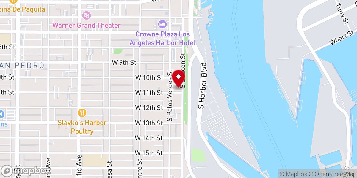 Map showing location of Norwegian Seamen's Church Los Angeles
