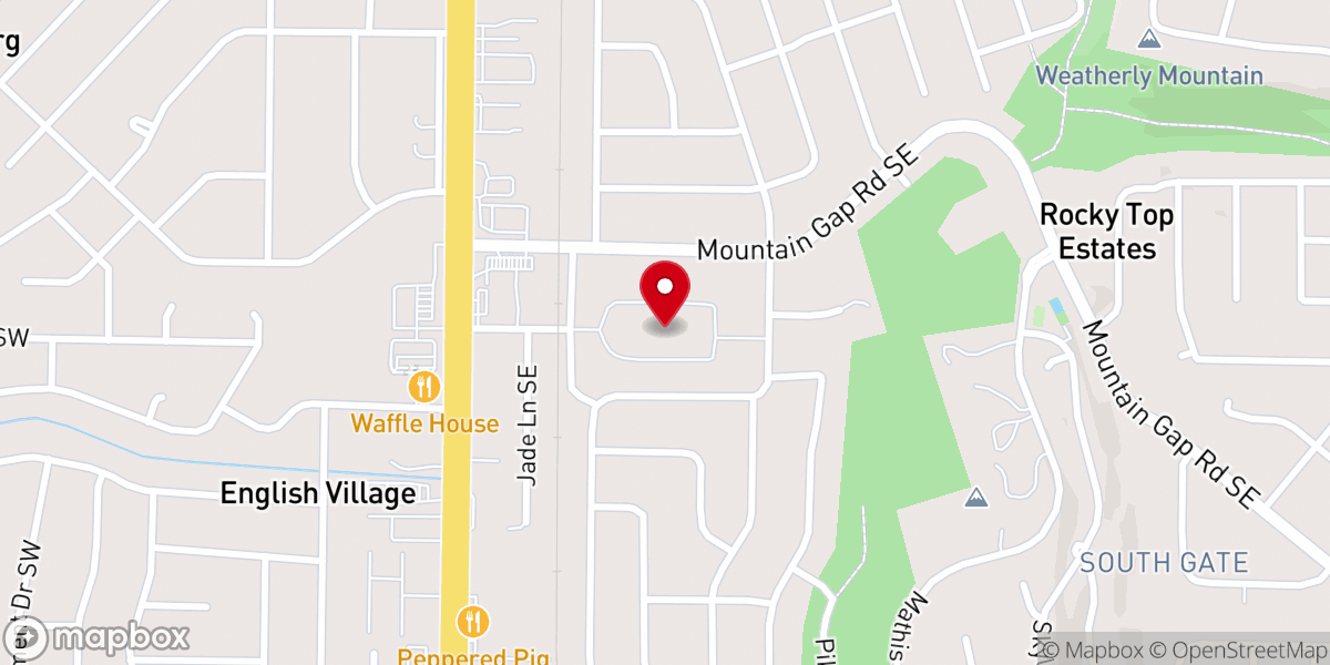 Map showing location of Hillwood Baptist Church