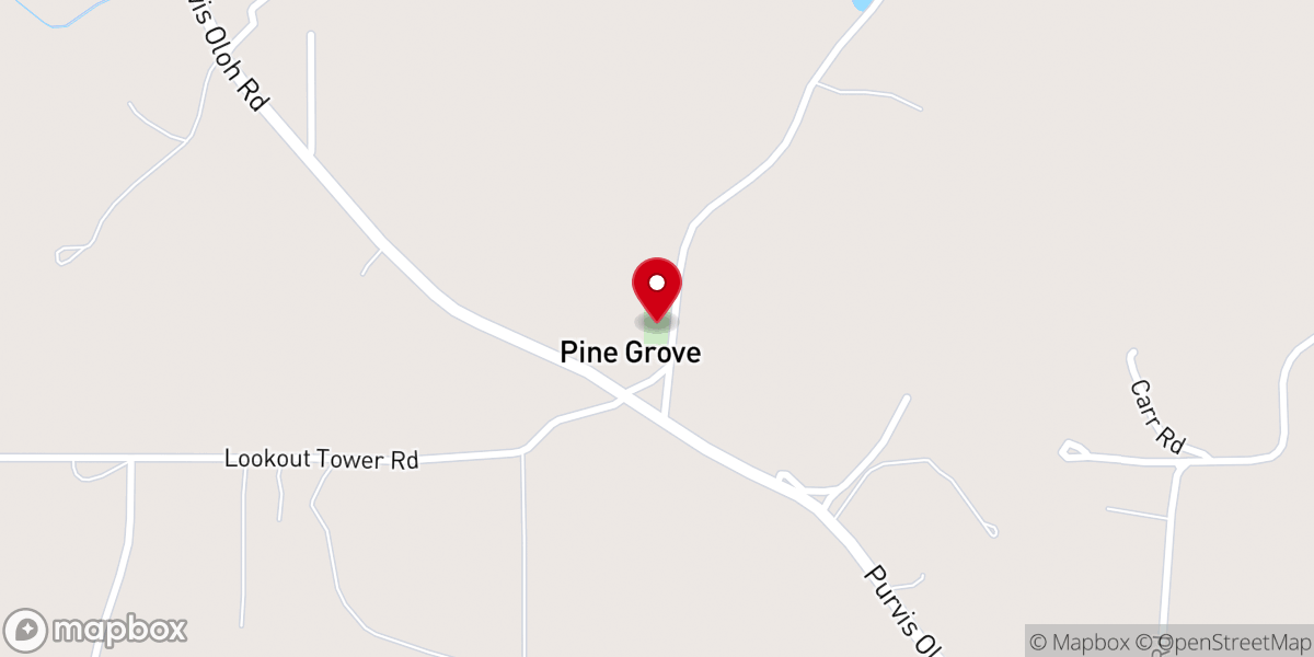 Map showing location of Pine Grove Baptist Church