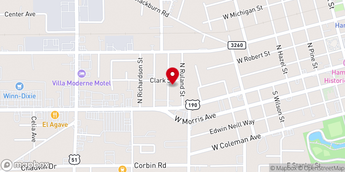 Map showing location of Hammond Southern Methodist Church
