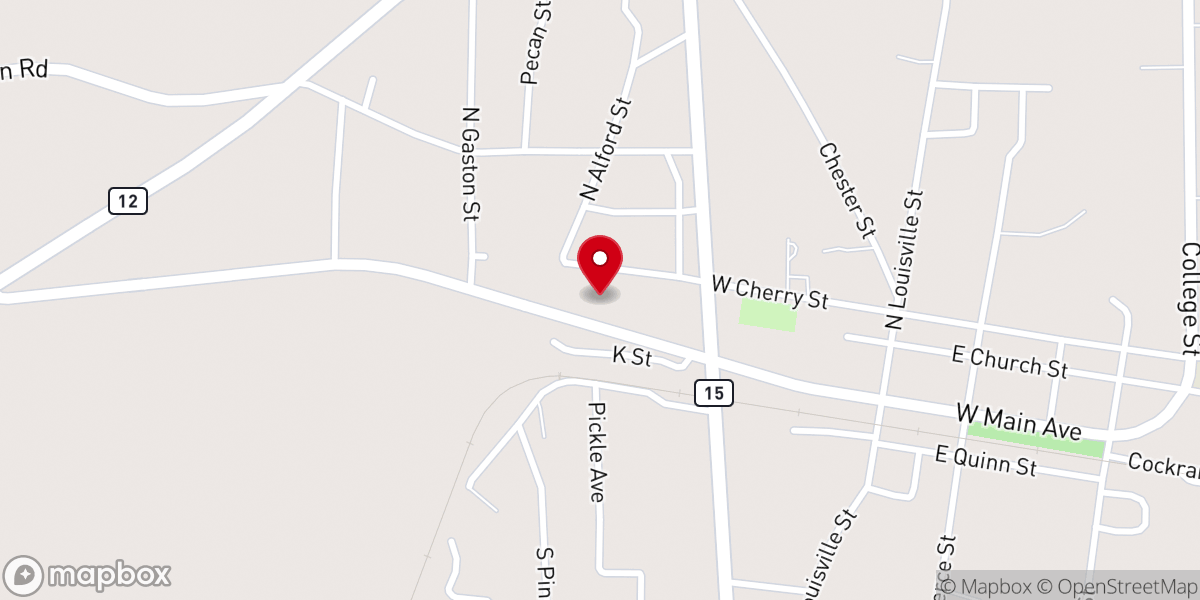 Map showing location of Ackerman Apostolic church