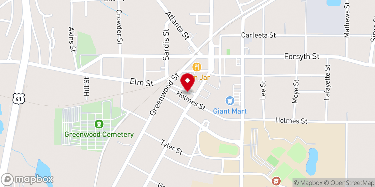 Map showing location of Barnesville First United Methodist Church