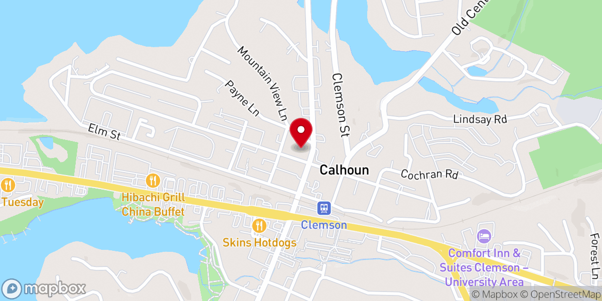 Map showing location of Greater Faith Baptist Church-Clemson SC