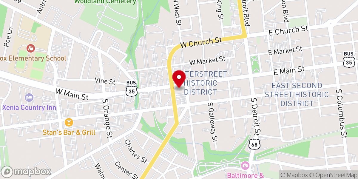Map showing location of First Evangelical Lutheran Church