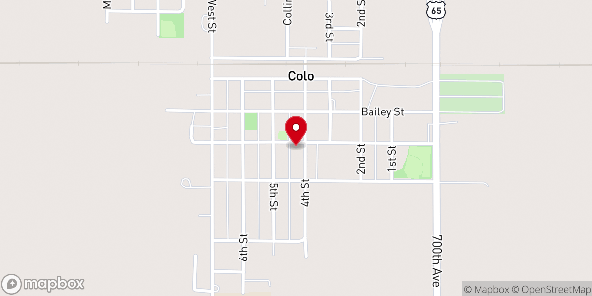 Map showing location of Colo United Methodist Church