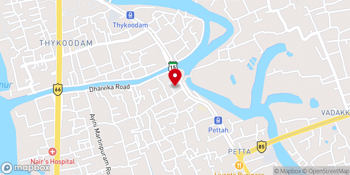 Map showing location of St. James Syro-Malabar Church, Poonithura