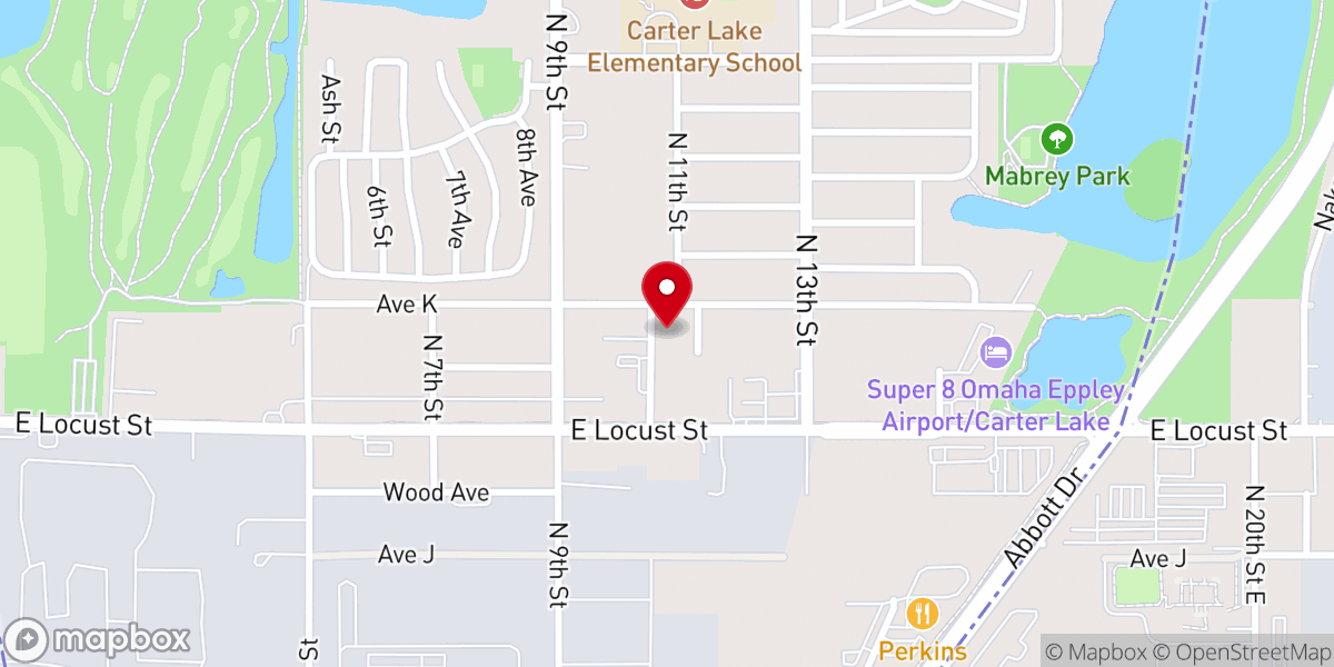 Map showing location of Carter Lake United Methodist