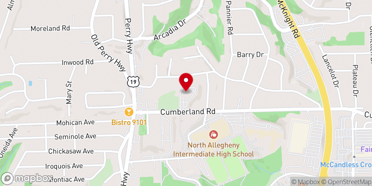 Map showing location of St. John's Lutheran Church of Highland