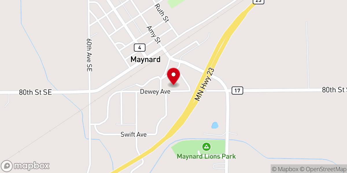 Map showing location of Maynard Lutheran Church