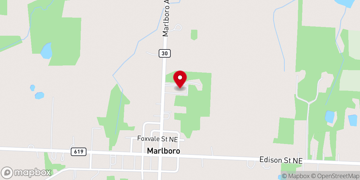 Map showing location of Marlboro Assembly of God