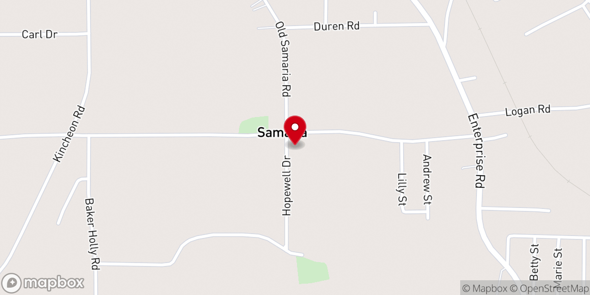 Map showing location of Samaria Baptist Church